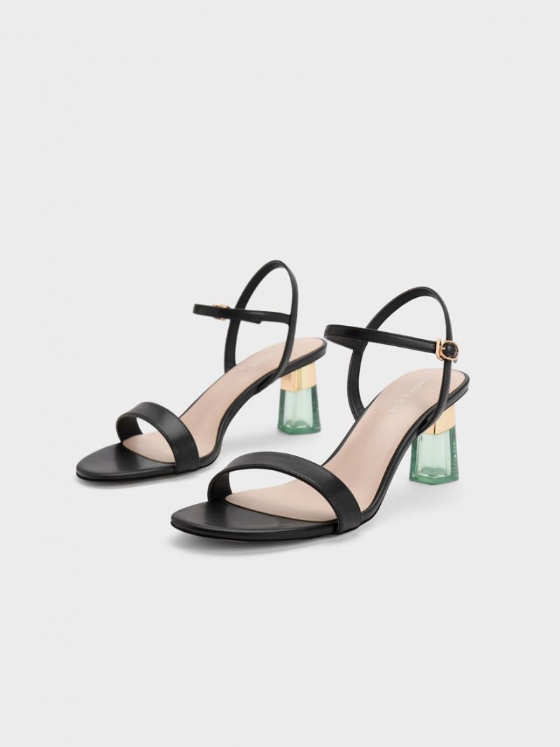 Sandale cu Toc Charles & Keith Clear Trapeze Negrii | 947WQYMJP