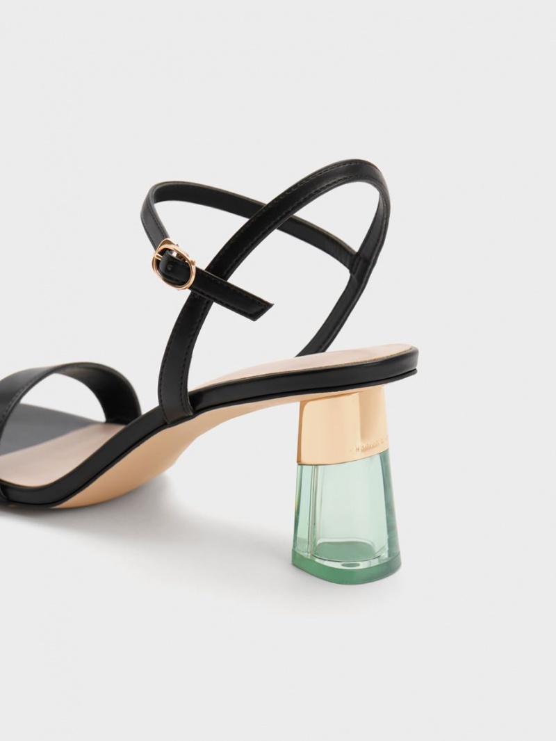 Sandale cu Toc Charles & Keith Clear Trapeze Negrii | 947WQYMJP