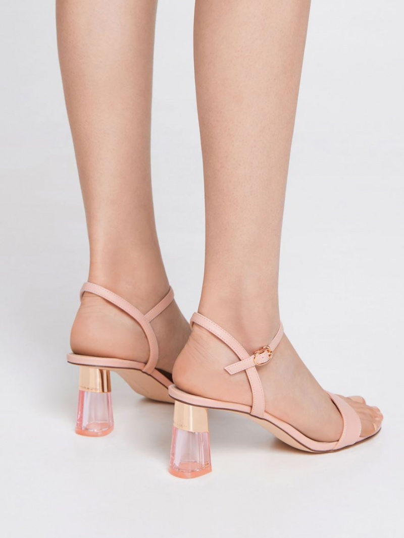 Sandale cu Toc Charles & Keith Clear Trapeze Roz | 405JZSYIV