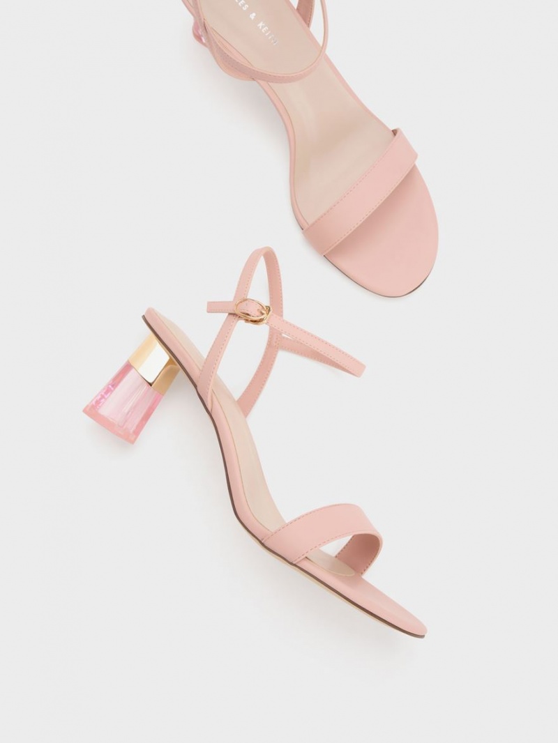 Sandale cu Toc Charles & Keith Clear Trapeze Roz | 405JZSYIV