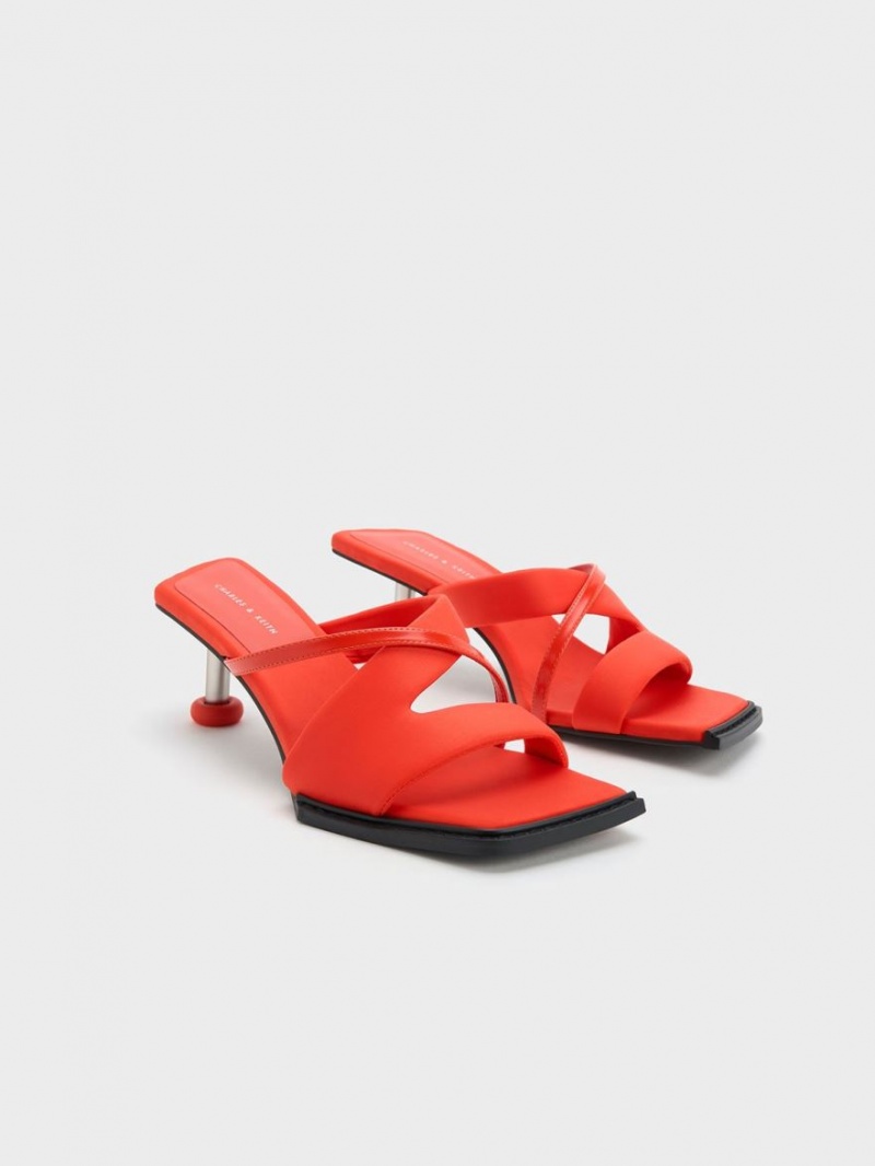 Sandale cu Toc Charles & Keith Crossover Sculptural Rosii | 671VIKPSN