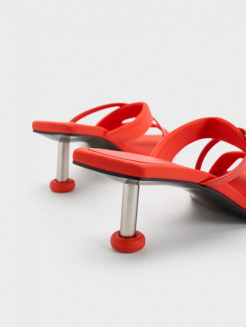 Sandale cu Toc Charles & Keith Crossover Sculptural Rosii | 671VIKPSN