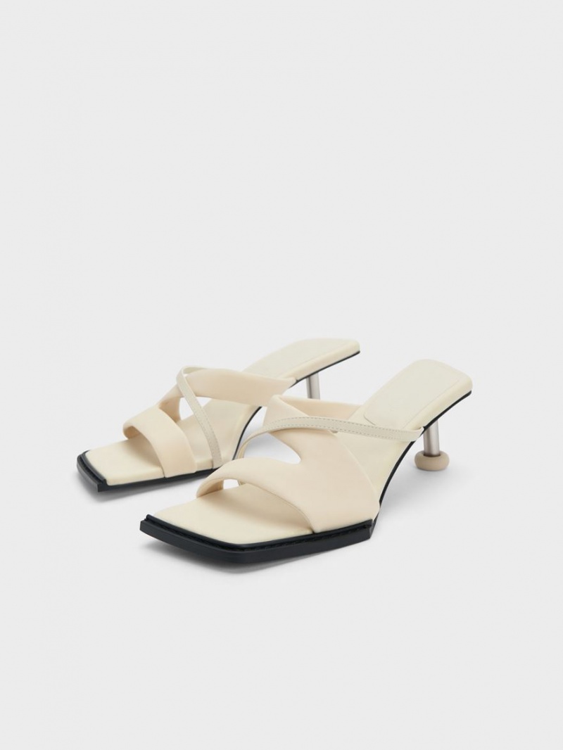 Sandale cu Toc Charles & Keith Crossover Sculptural Albi | 709GVDXCW