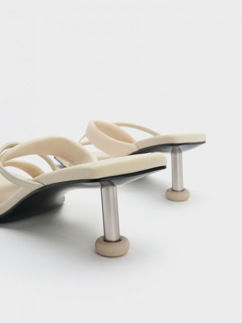 Sandale cu Toc Charles & Keith Crossover Sculptural Albi | 709GVDXCW