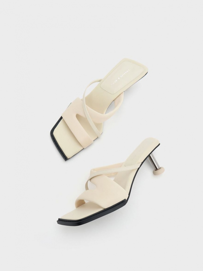 Sandale cu Toc Charles & Keith Crossover Sculptural Albi | 709GVDXCW