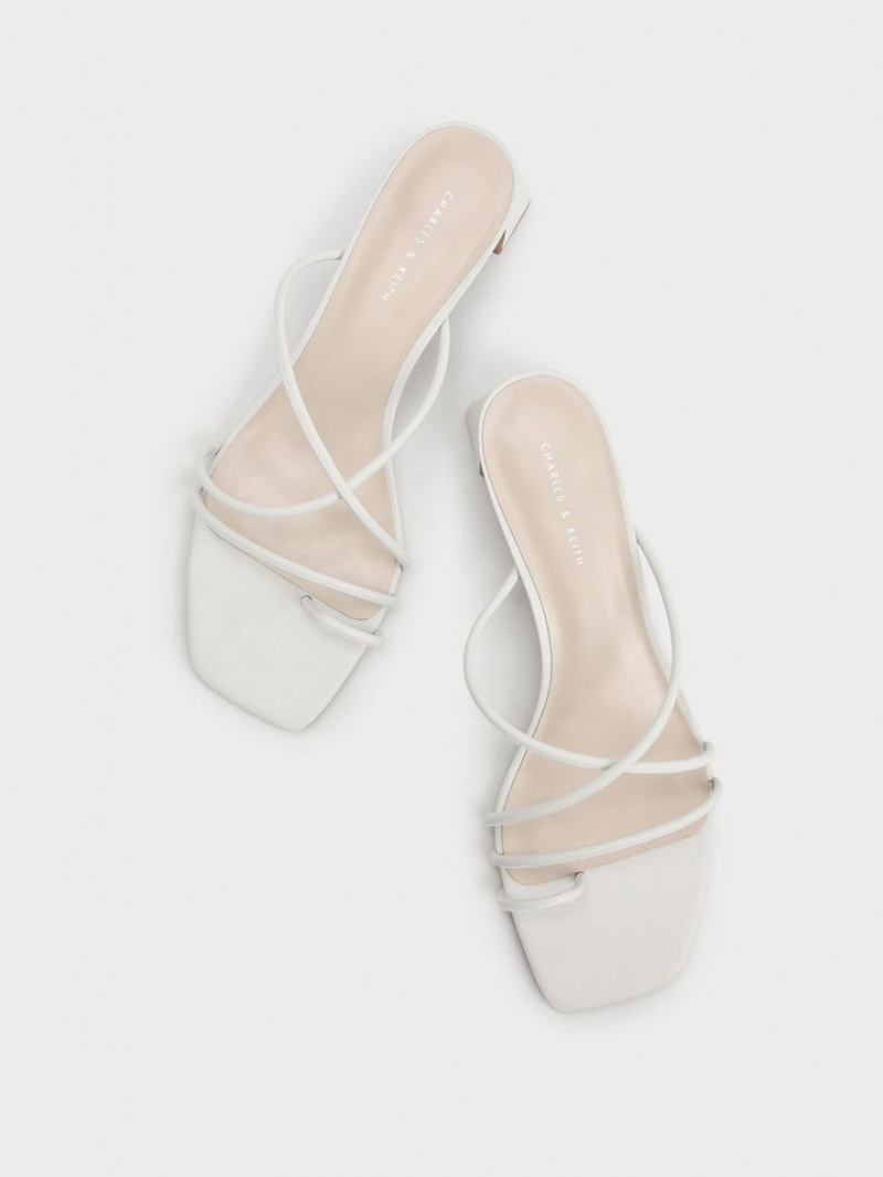 Sandale cu Toc Charles & Keith Cu Bretele Bombeu Ring Albi | 826IJKDQP