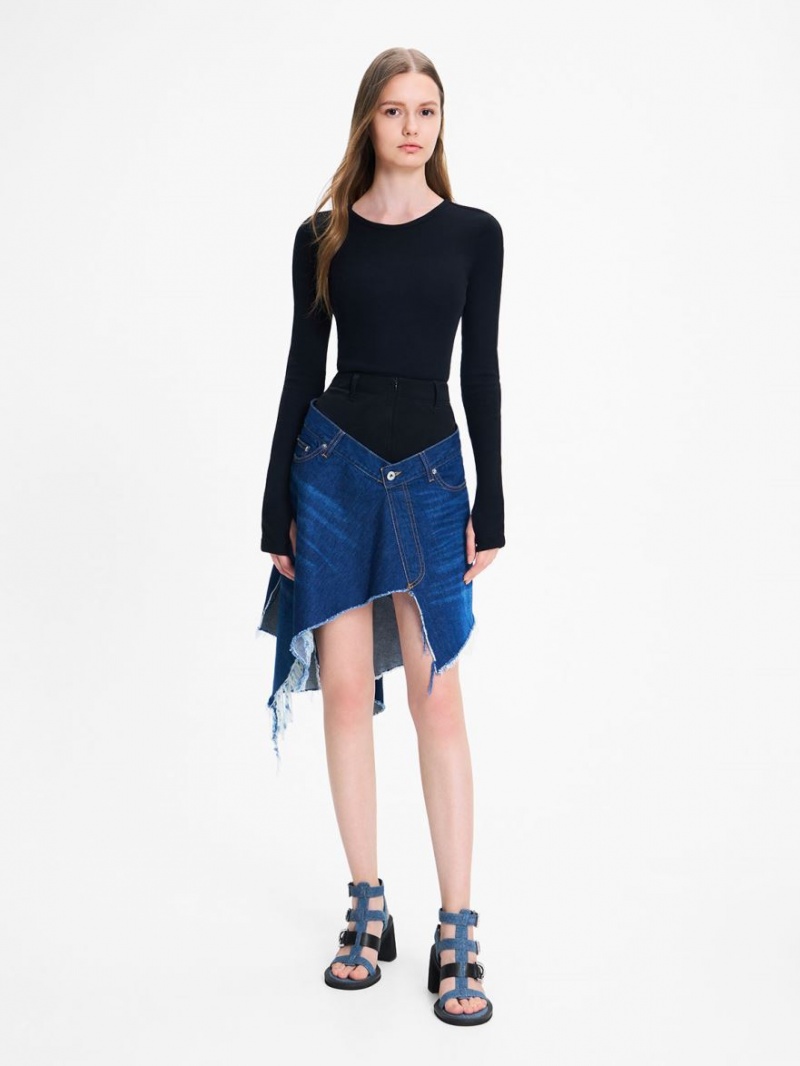 Sandale cu Toc Charles & Keith Gabine Denim Gladiator Albastri | 861RGPYAZ