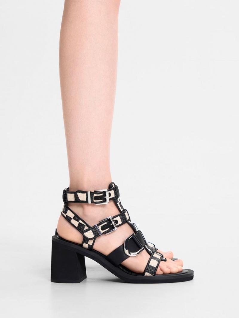 Sandale cu Toc Charles & Keith Gabine Gingham Gladiator Colorati | 630TLWXGE