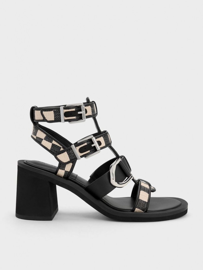 Sandale cu Toc Charles & Keith Gabine Gingham Gladiator Colorati | 630TLWXGE