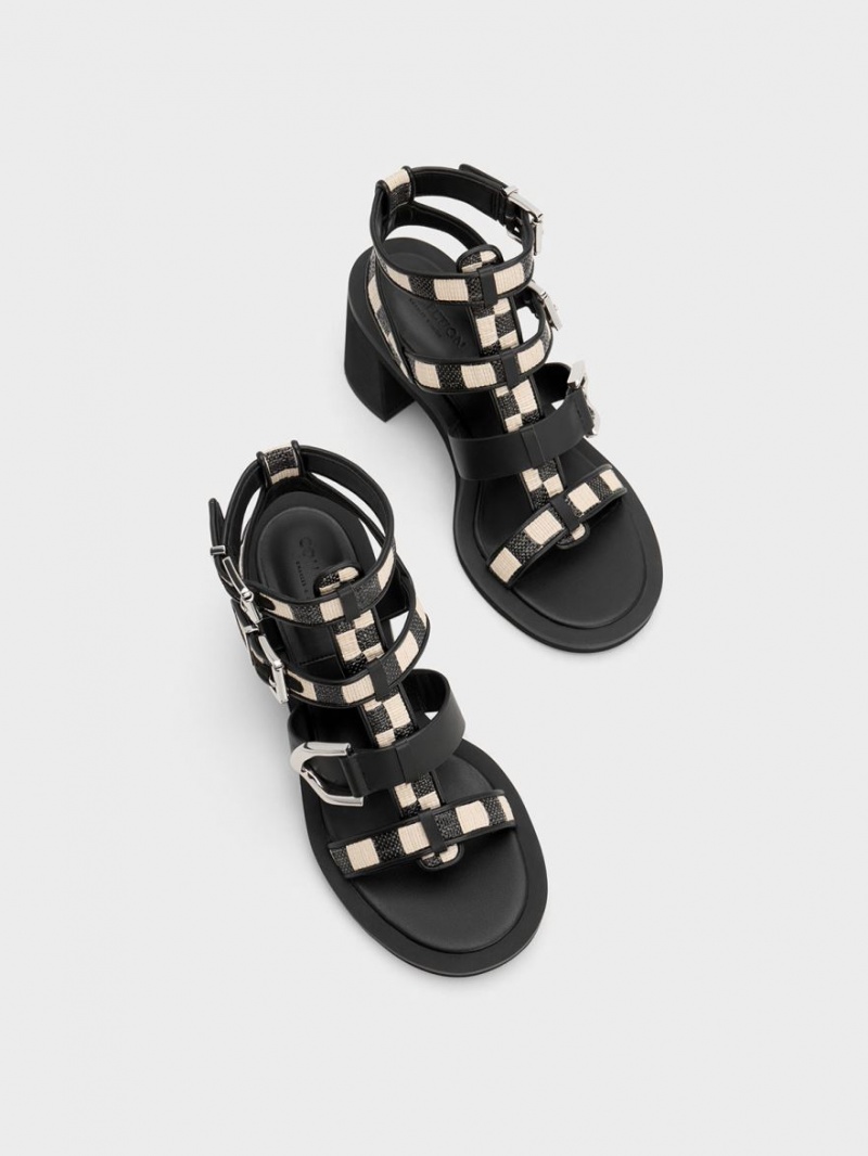 Sandale cu Toc Charles & Keith Gabine Gingham Gladiator Colorati | 630TLWXGE