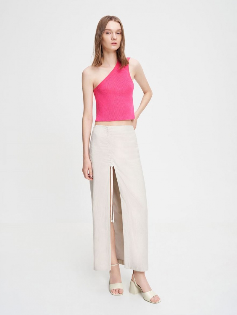 Sandale cu Toc Charles & Keith Grosolan Block Albi | 094BHEAGS