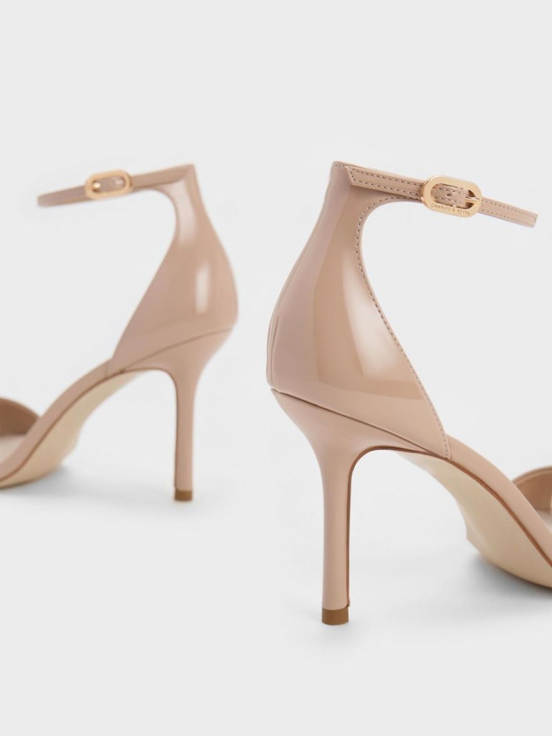Sandale cu Toc Charles & Keith Lacuita Ankle Curea Bej | 960RDCVGQ