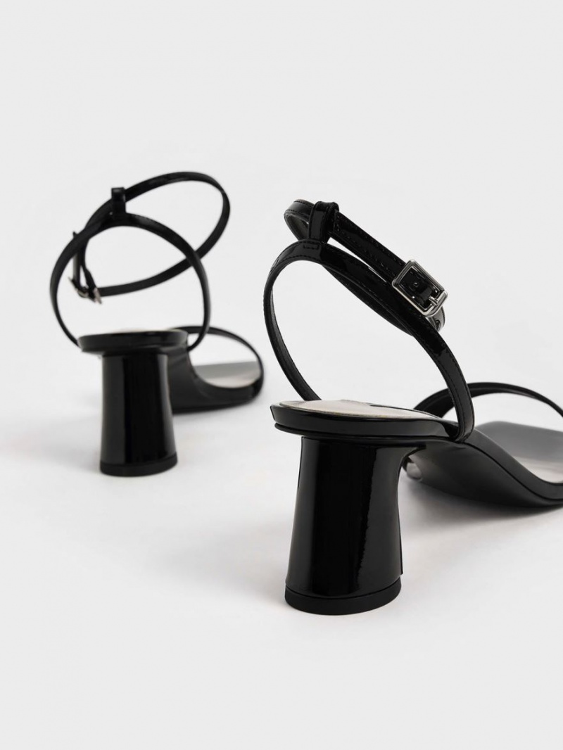 Sandale cu Toc Charles & Keith Lacuita Ankle-Curea Cylindrical Negrii | 027ZNKTIC