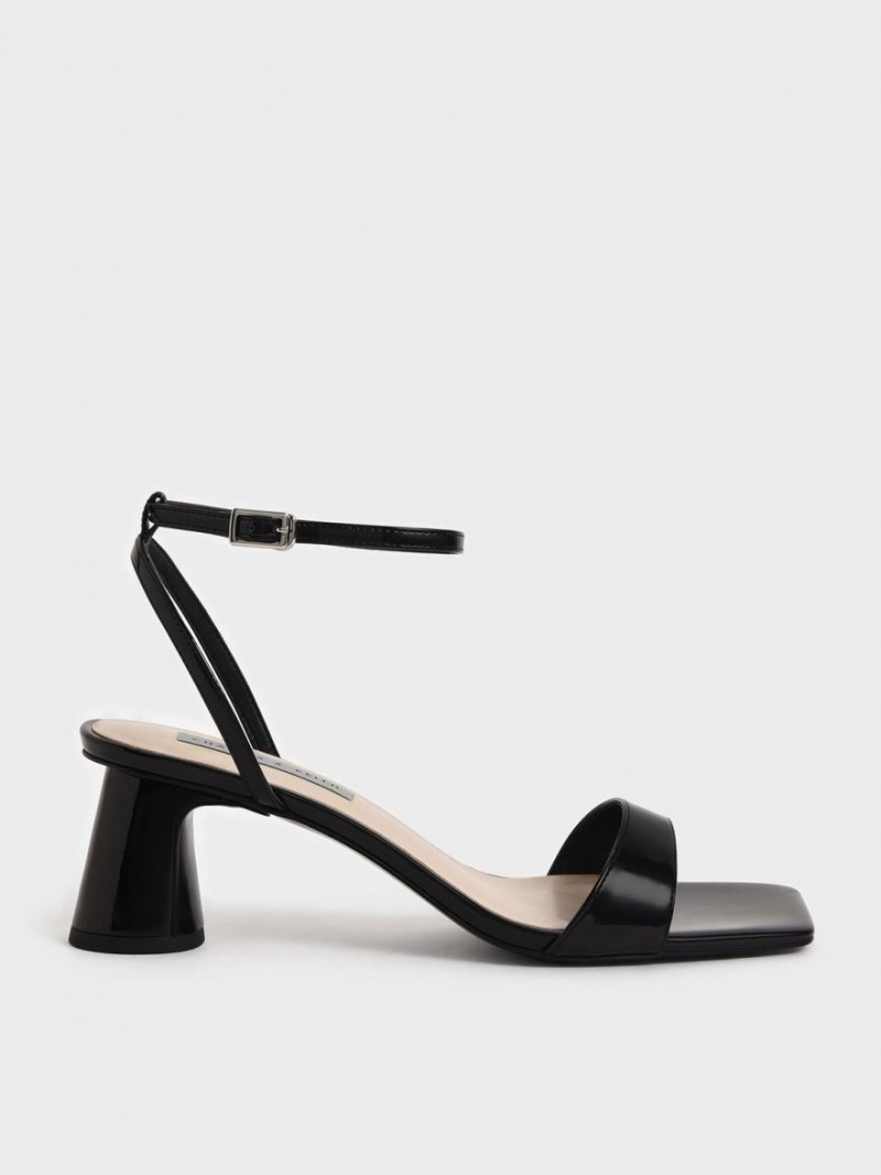 Sandale cu Toc Charles & Keith Lacuita Ankle-Curea Cylindrical Negrii | 027ZNKTIC