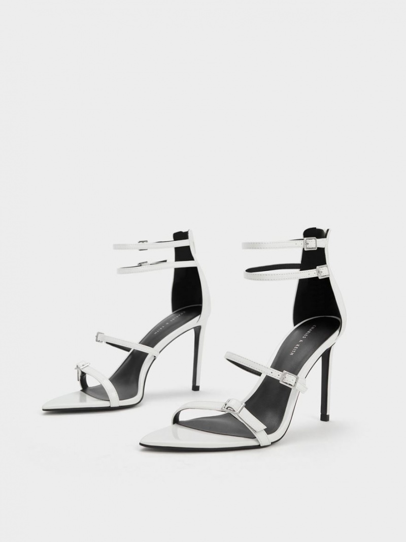 Sandale cu Toc Charles & Keith Lacuita Cu Bretele Albi | 670TKYMLA