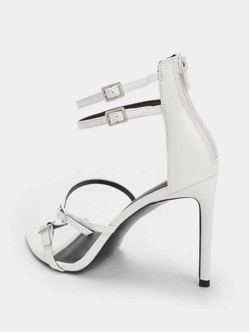 Sandale cu Toc Charles & Keith Lacuita Cu Bretele Albi | 670TKYMLA