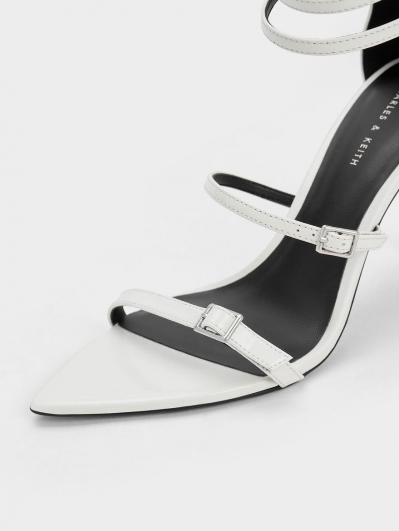 Sandale cu Toc Charles & Keith Lacuita Cu Bretele Albi | 670TKYMLA