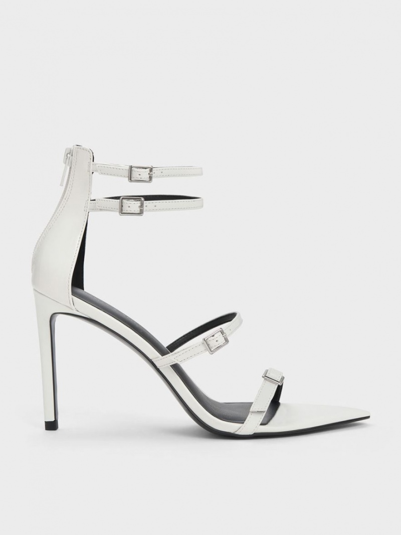Sandale cu Toc Charles & Keith Lacuita Cu Bretele Albi | 670TKYMLA