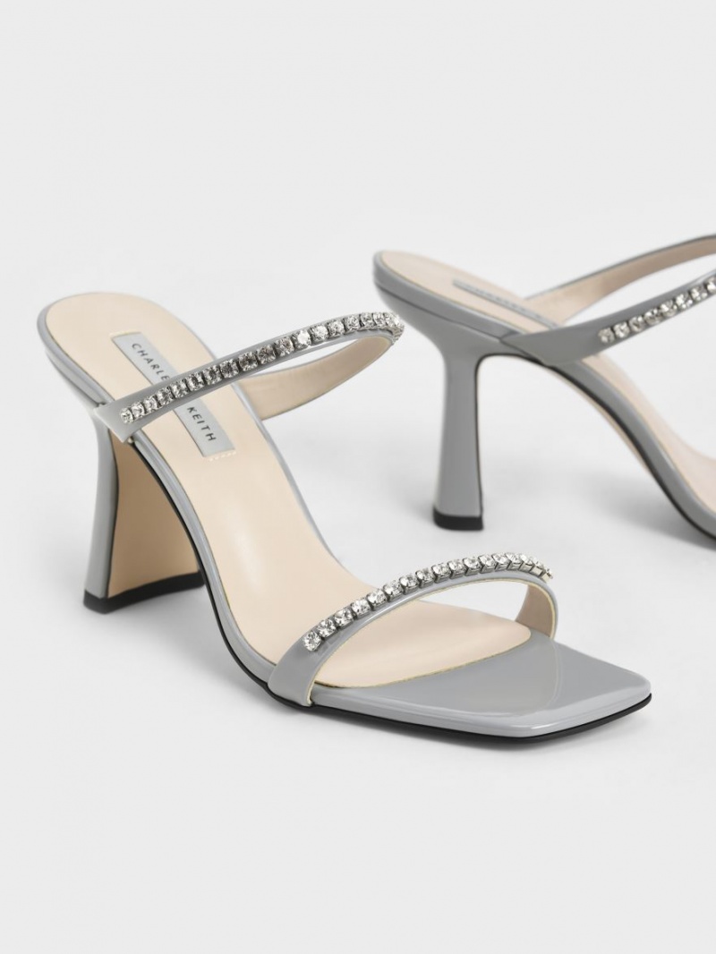 Sandale cu Toc Charles & Keith Lacuita Gem-Encrusted Albastri Deschis | 307XSDCVA