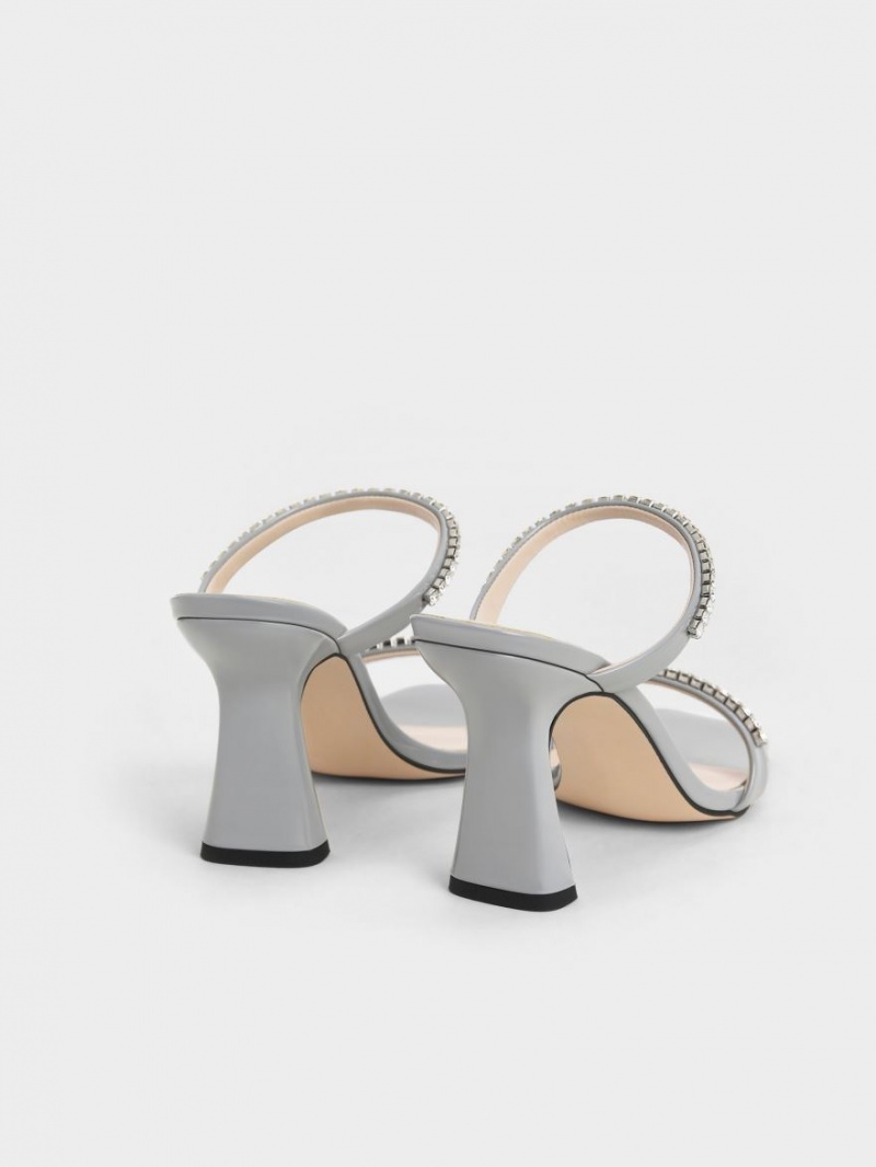 Sandale cu Toc Charles & Keith Lacuita Gem-Encrusted Albastri Deschis | 307XSDCVA