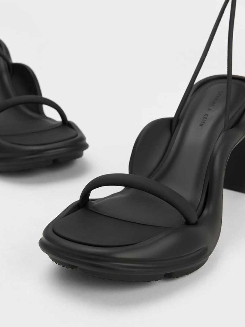 Sandale cu Toc Charles & Keith Leila Tie-Around Sculptural Negrii | 741FIUSVB