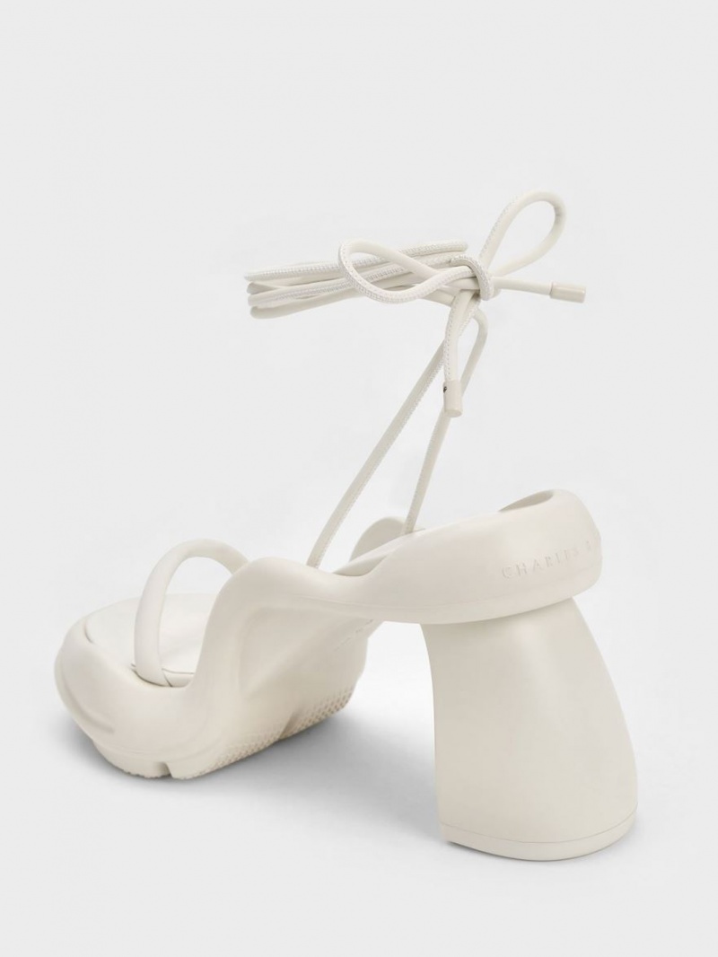 Sandale cu Toc Charles & Keith Leila Tie-Around Sculptural Albi | 635EOXDGB