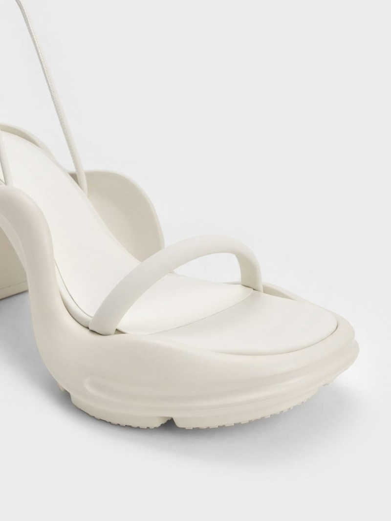 Sandale cu Toc Charles & Keith Leila Tie-Around Sculptural Albi | 635EOXDGB