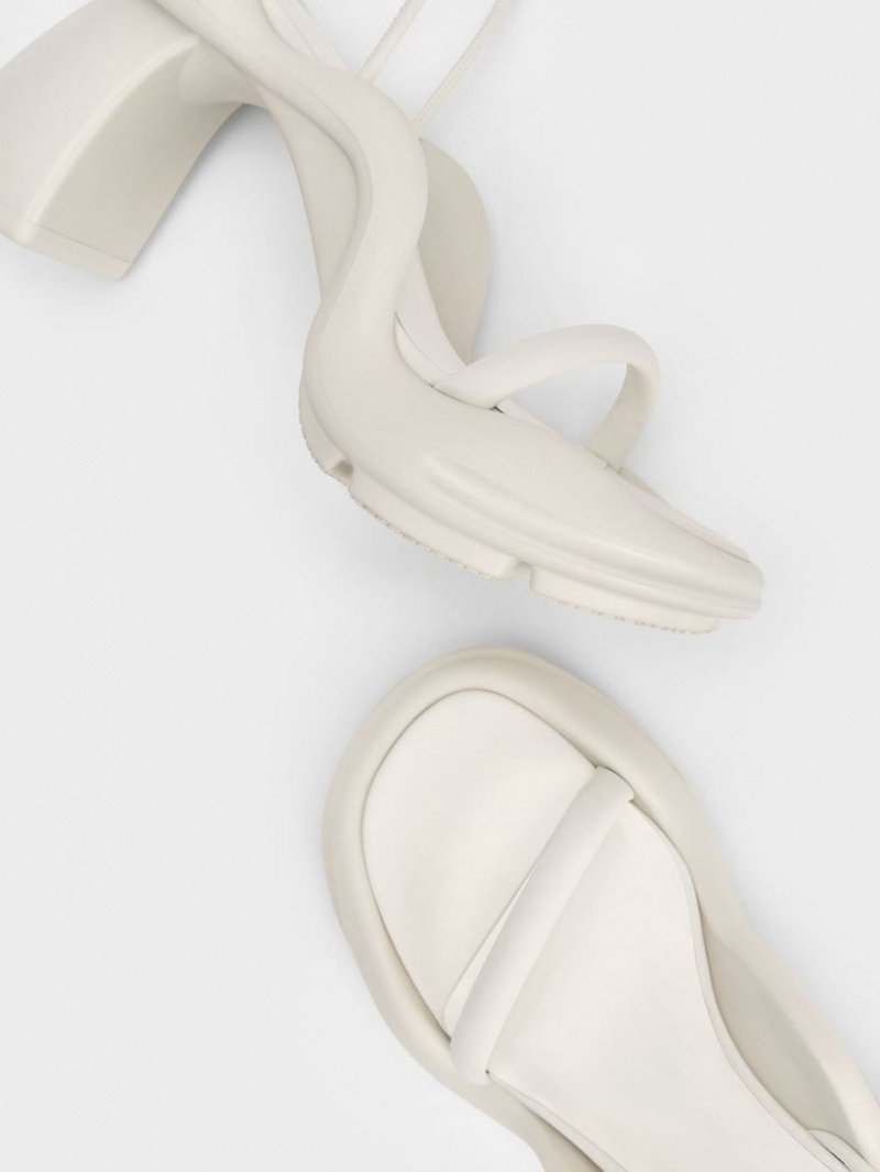 Sandale cu Toc Charles & Keith Leila Tie-Around Sculptural Albi | 635EOXDGB