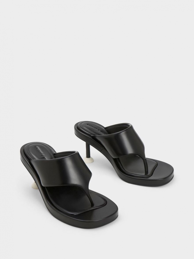 Sandale cu Toc Charles & Keith Noemi Spool Negrii | 047ORHGJL