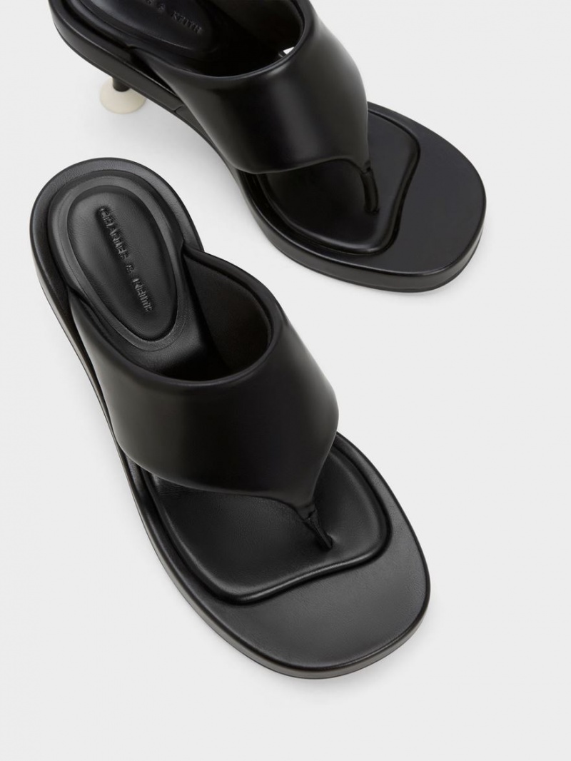 Sandale cu Toc Charles & Keith Noemi Spool Negrii | 047ORHGJL