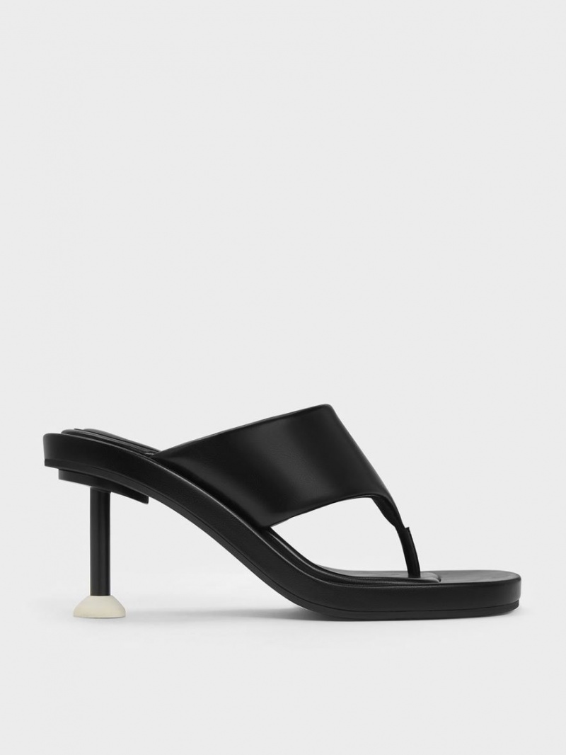 Sandale cu Toc Charles & Keith Noemi Spool Negrii | 047ORHGJL