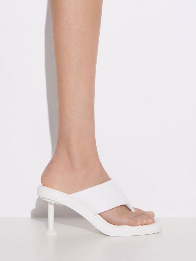Sandale cu Toc Charles & Keith Noemi Spool Albi | 486ZQRNEB