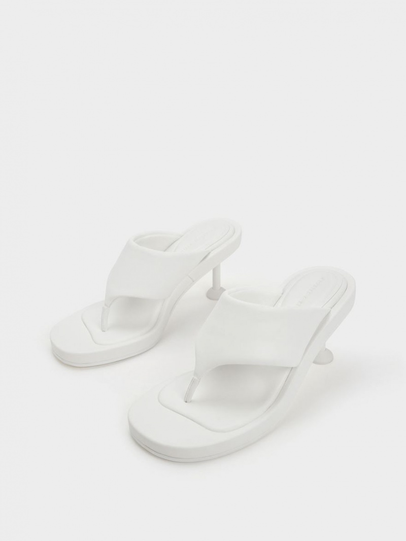 Sandale cu Toc Charles & Keith Noemi Spool Albi | 486ZQRNEB
