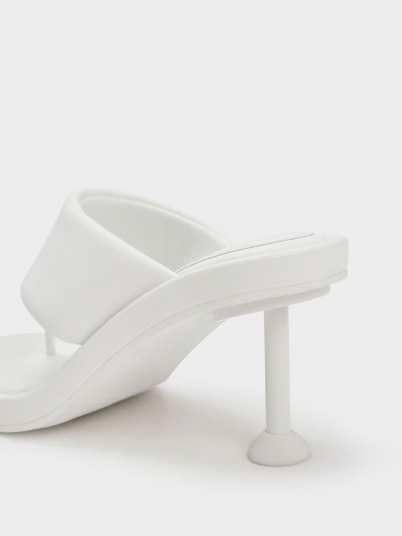 Sandale cu Toc Charles & Keith Noemi Spool Albi | 486ZQRNEB