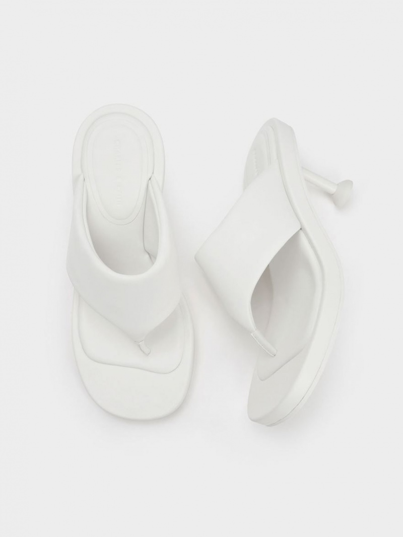 Sandale cu Toc Charles & Keith Noemi Spool Albi | 486ZQRNEB