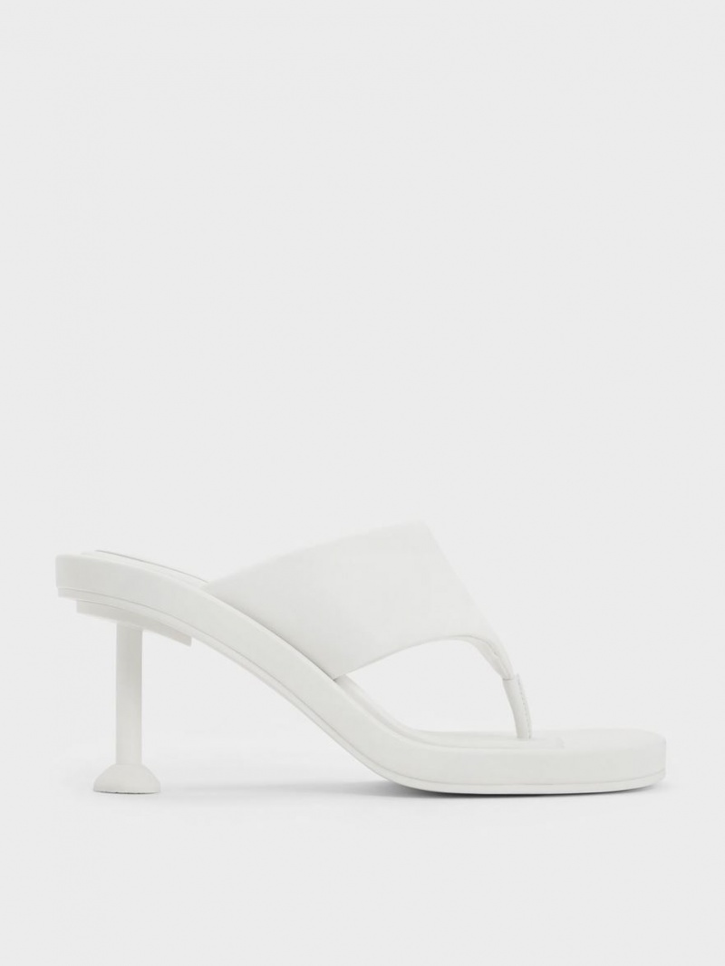 Sandale cu Toc Charles & Keith Noemi Spool Albi | 486ZQRNEB