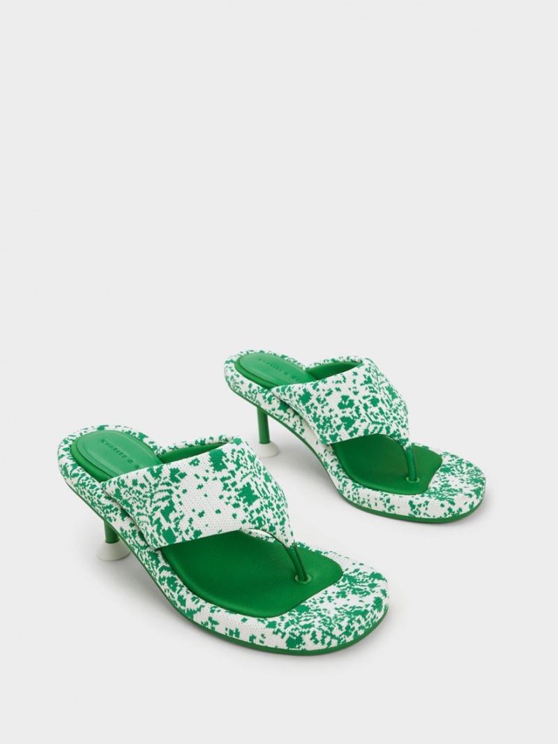 Sandale cu Toc Charles & Keith Noemi Tricotate Spool Verzi | 826AFKLOU