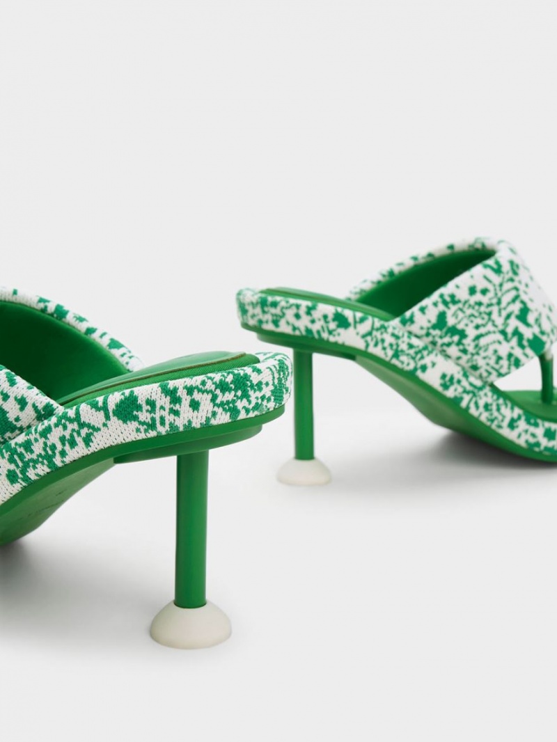 Sandale cu Toc Charles & Keith Noemi Tricotate Spool Verzi | 826AFKLOU