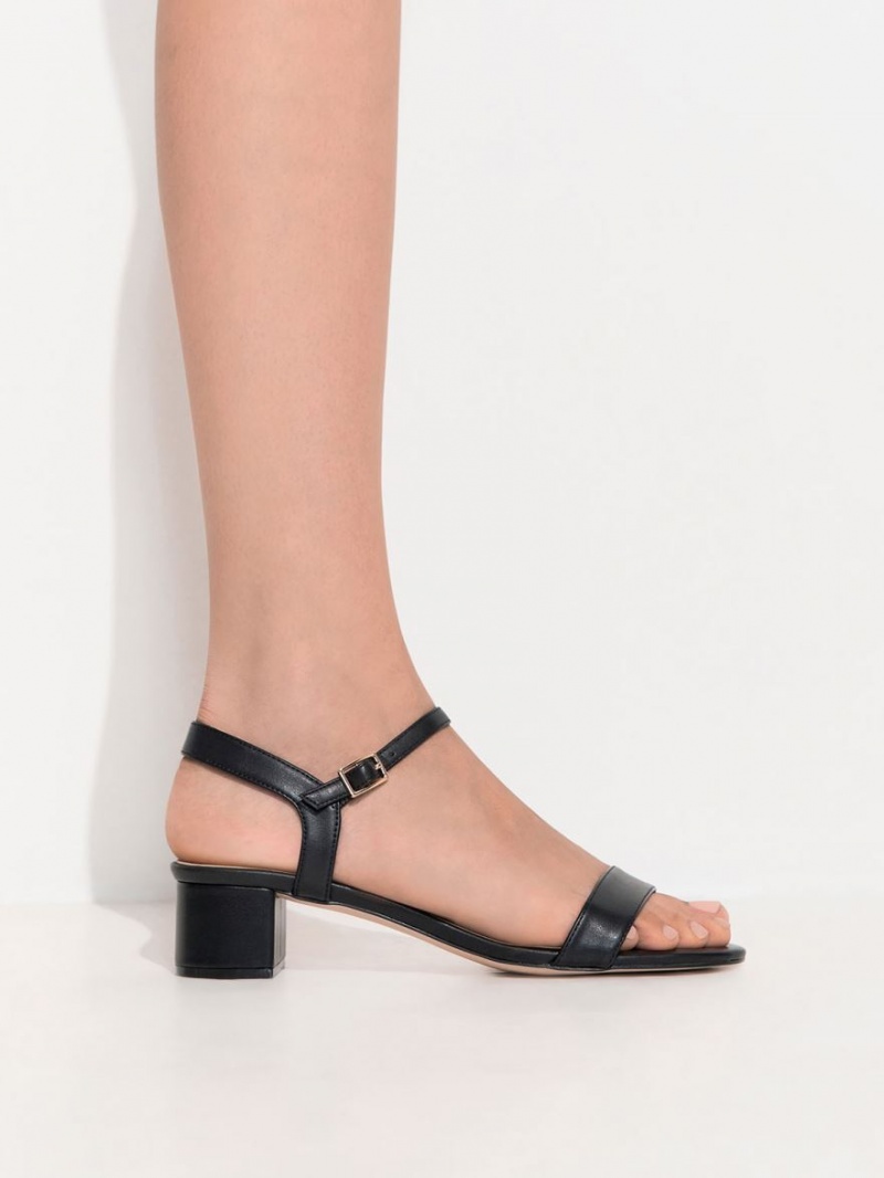 Sandale cu Toc Charles & Keith Open-Bombeu Negrii | 902FPOCUR