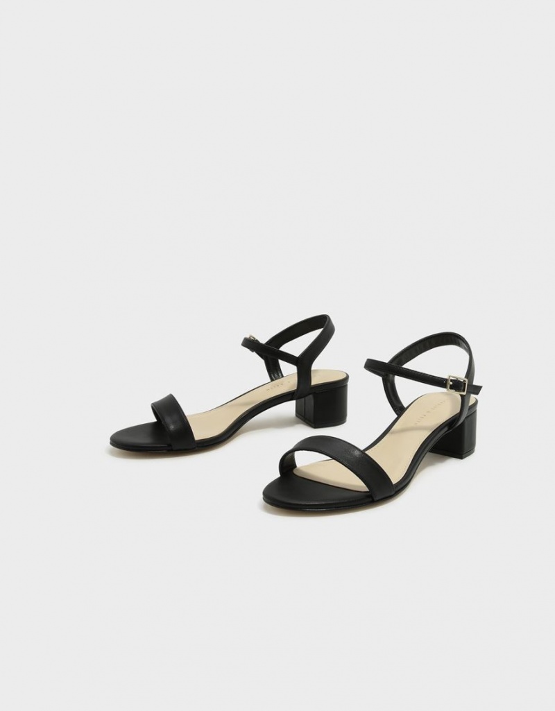 Sandale cu Toc Charles & Keith Open-Bombeu Negrii | 902FPOCUR