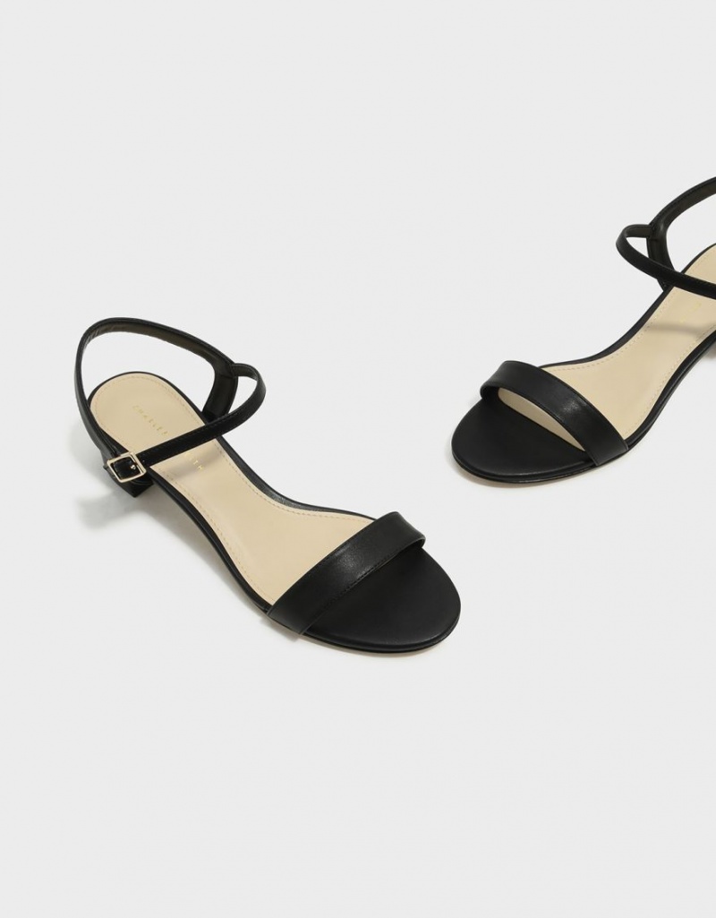 Sandale cu Toc Charles & Keith Open-Bombeu Negrii | 902FPOCUR