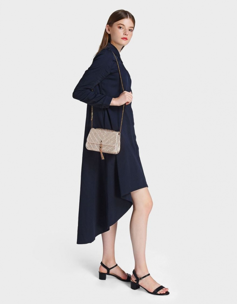 Sandale cu Toc Charles & Keith Open-Bombeu Negrii | 902FPOCUR