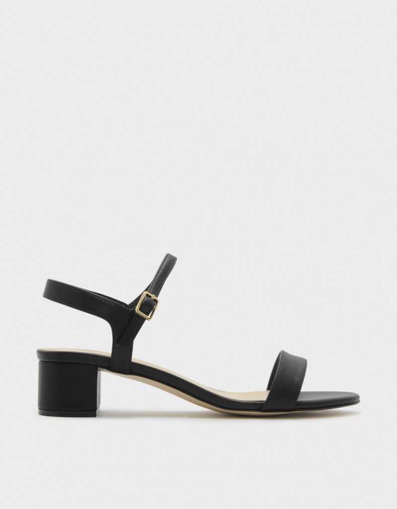 Sandale cu Toc Charles & Keith Open-Bombeu Negrii | 902FPOCUR