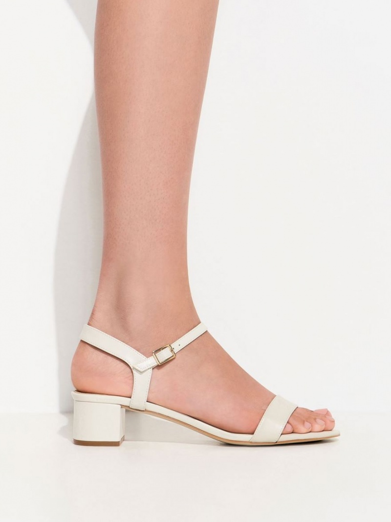 Sandale cu Toc Charles & Keith Open-Bombeu Albi | 601BQHVRG