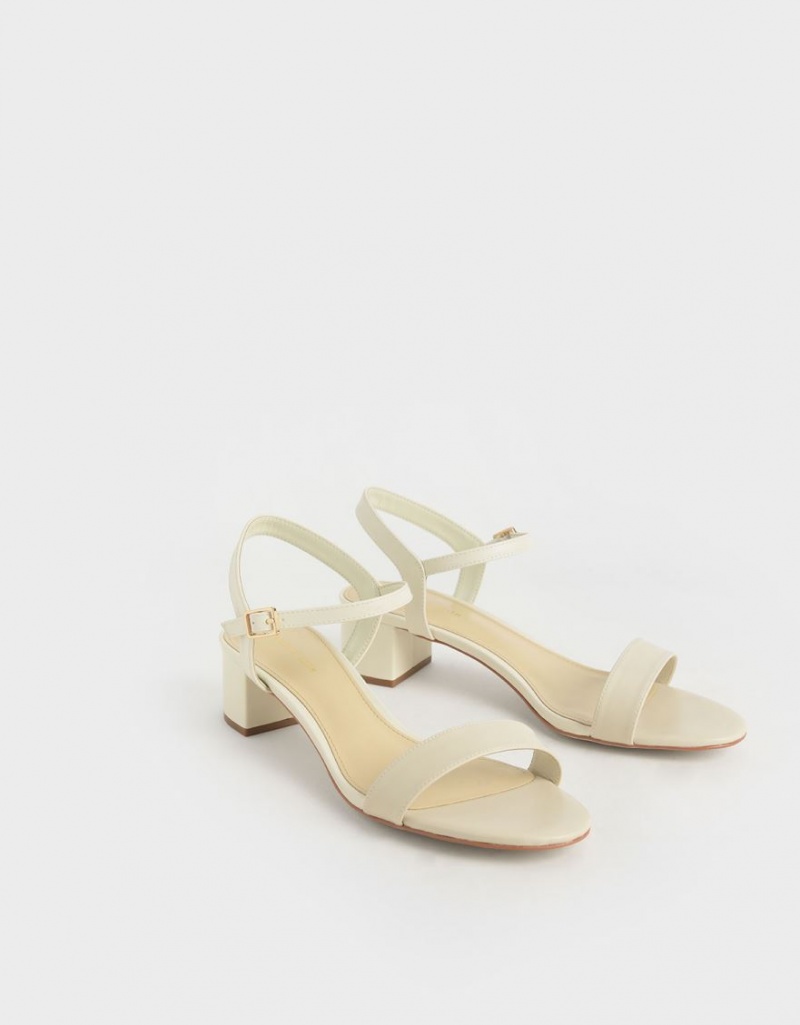 Sandale cu Toc Charles & Keith Open-Bombeu Albi | 601BQHVRG