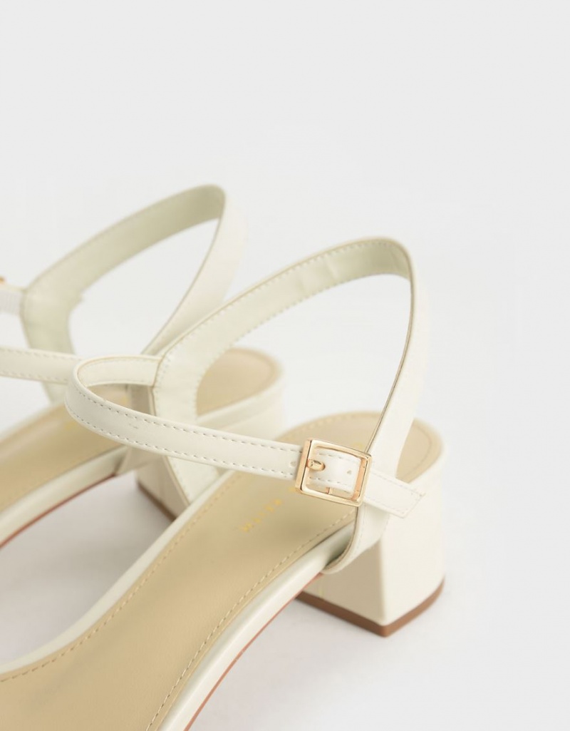 Sandale cu Toc Charles & Keith Open-Bombeu Albi | 601BQHVRG