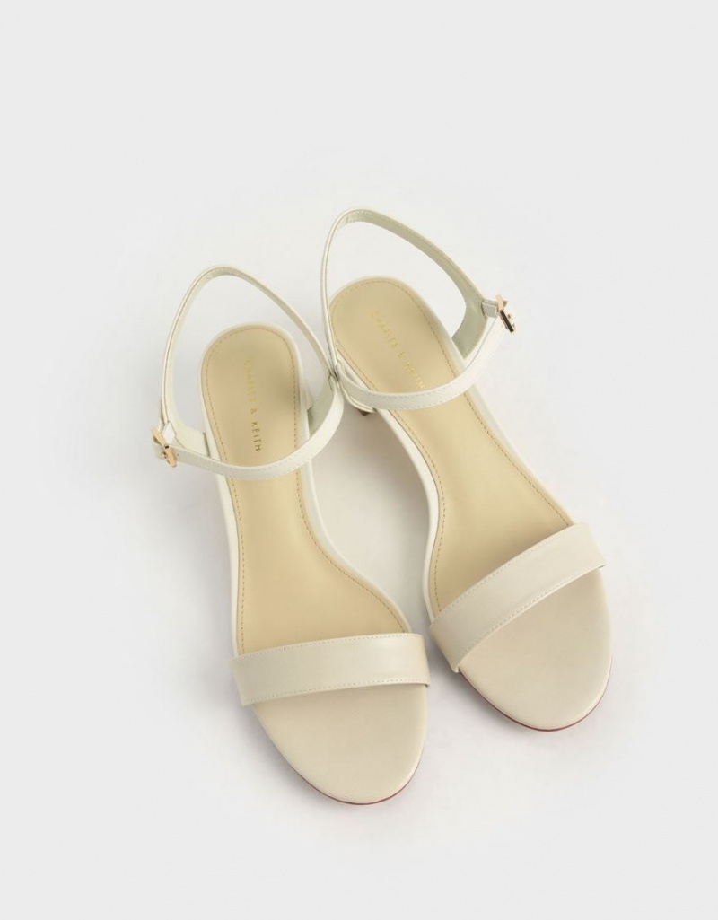 Sandale cu Toc Charles & Keith Open-Bombeu Albi | 601BQHVRG