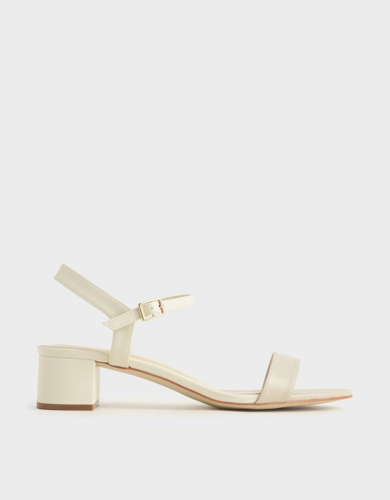 Sandale cu Toc Charles & Keith Open-Bombeu Albi | 601BQHVRG
