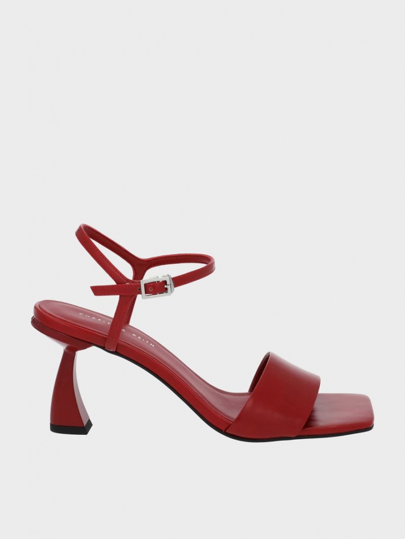 Sandale cu Toc Charles & Keith Open Bombeu Curved Rosii | 623ITARQX