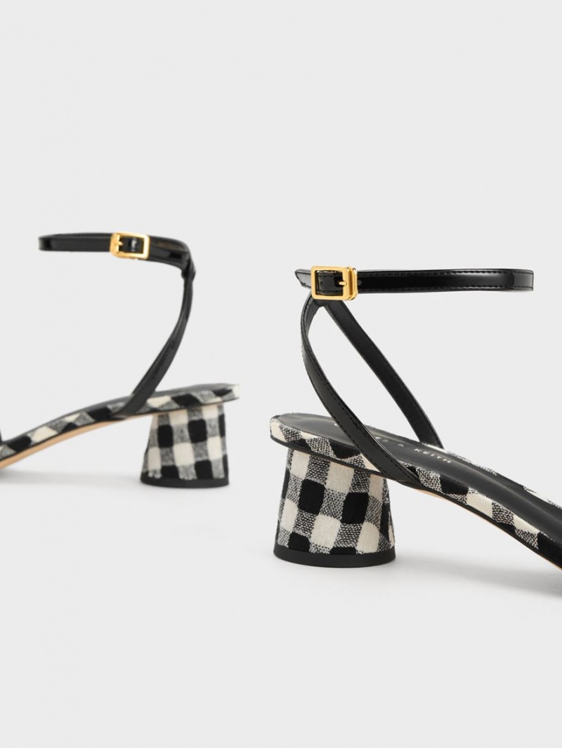 Sandale cu Toc Charles & Keith Pearl-Embellished Gingham Colorati | 801WVQTDU